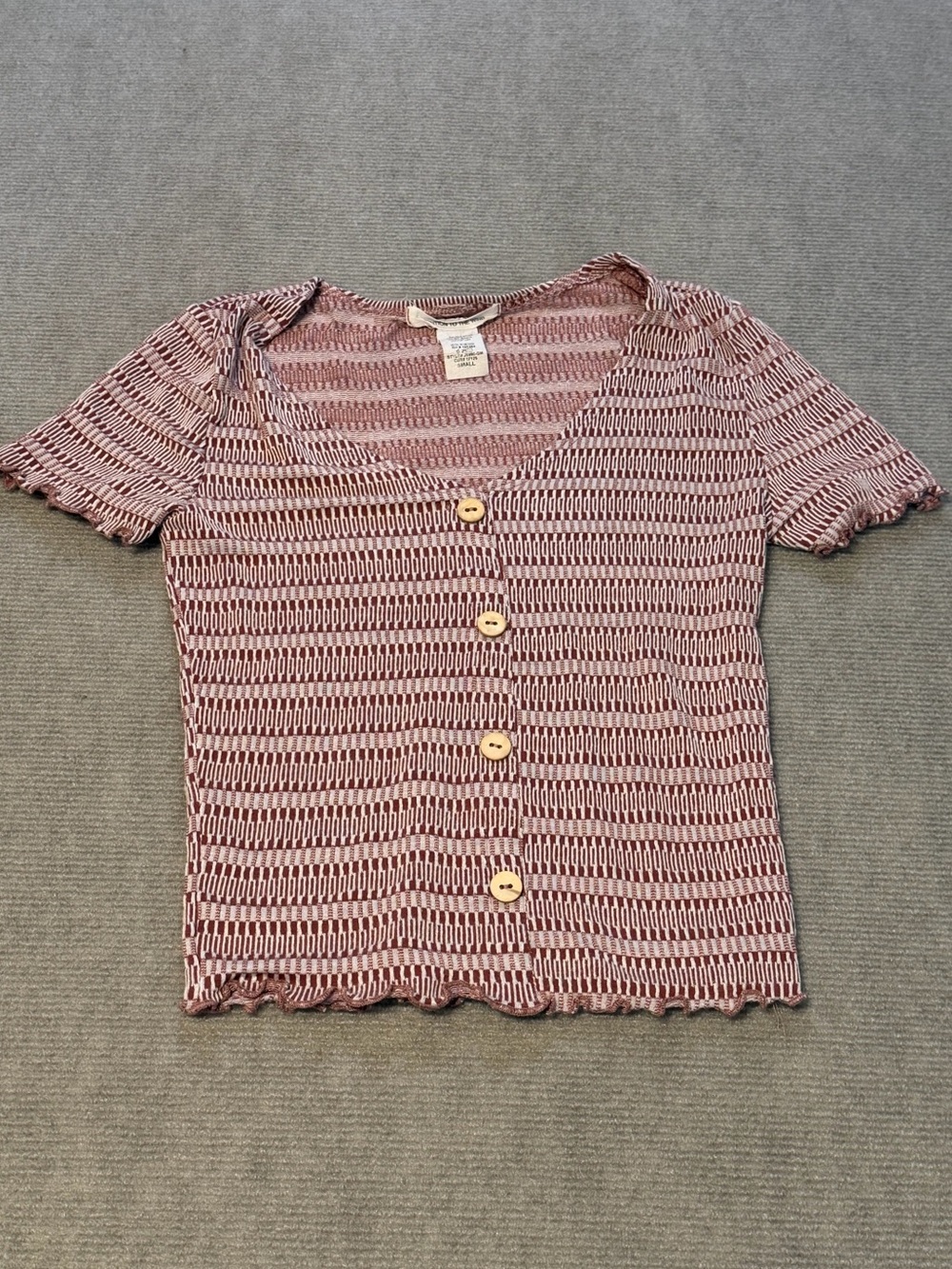 Vintage Y2K Caution to the Wind Lettuce Hem Button Front Baby Tee Top